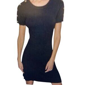 KARL LAGERFELD PARIS WOMENS RIBBED EMBELLISHED-BUT BLACK L  NWT